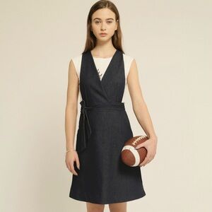 Sleeveless Navy Wrap Mini Dress with Belt